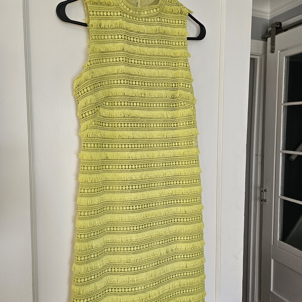 J. Crew Neon Yellow Sleeveless Lace Midi Dress